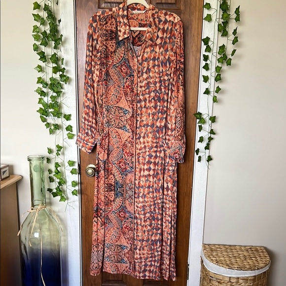 SOFT SURROUNDINGS Atacama Shirt Maxi Dress Duster Boho | M - Picture 1 of 11